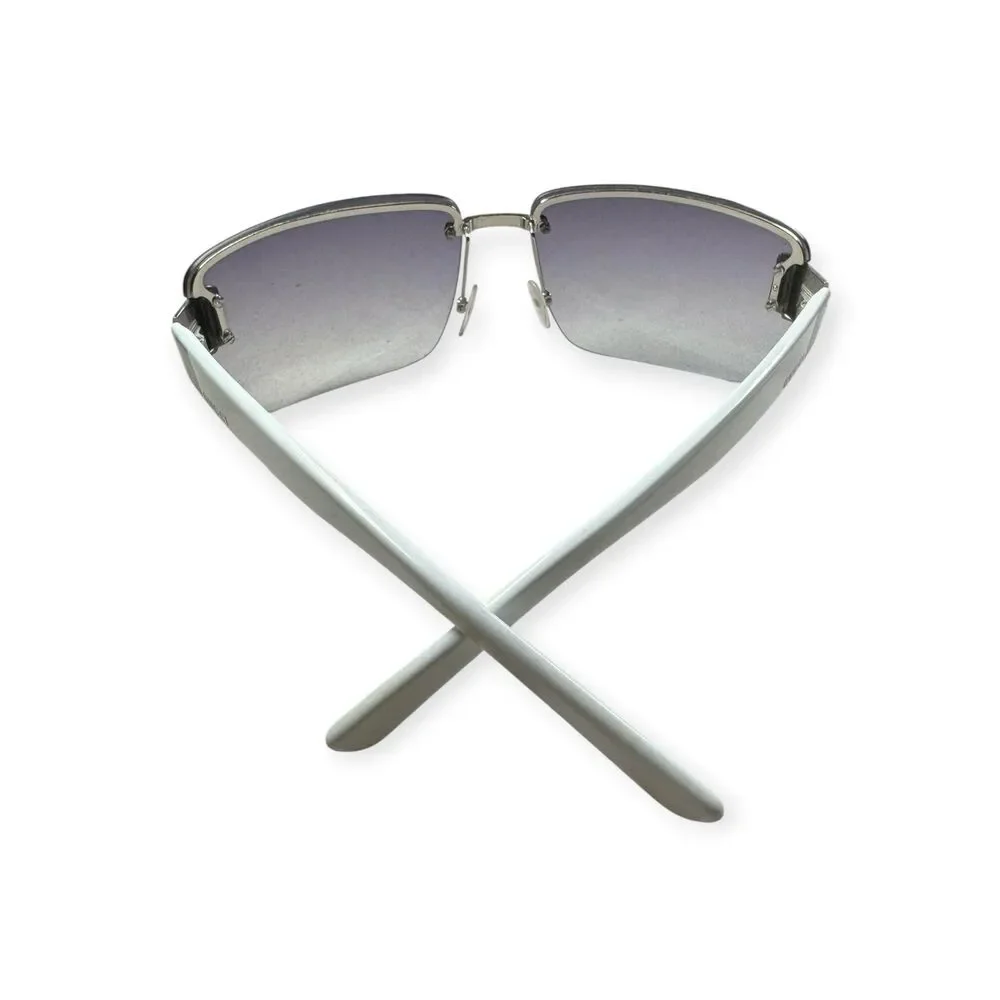 Gucci 2851/s Semi-Rimless Sunglasses White Frame Gray Lenses w/ Case Retro VTG